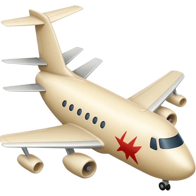 light beige (milky) airplane, Apple emoji style, no text emoji