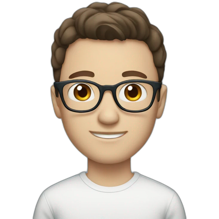 Brunette white boy with blue eyes with glasses emoji