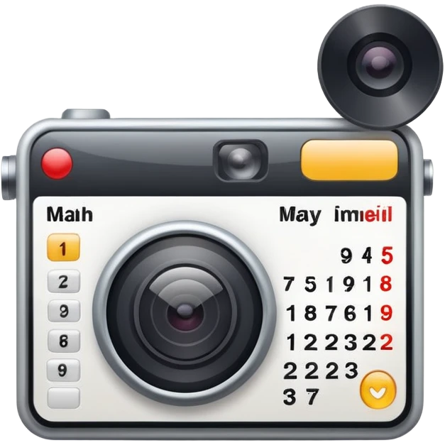 Calendar + timer + video camera overlay emoji