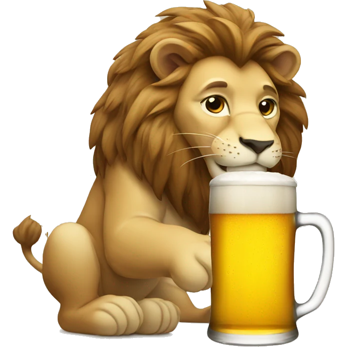 Lion drinking beer emoji