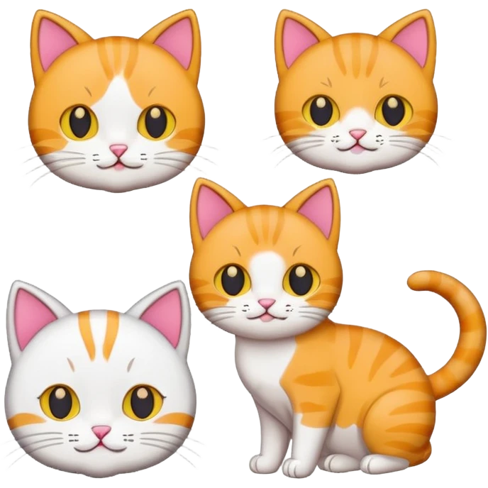 Cute cartoon sticker, simple flat design, bold outline, bright colors, chibi style, expressive face, minimal background, vector style, high contrast, emoji-like, transparent background, sticker pack style emoji