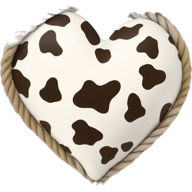 Cow print heart with rope around it  emoji