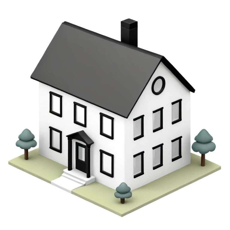 white with black trim modern farmhouse 3d isometric dollhouse emoji