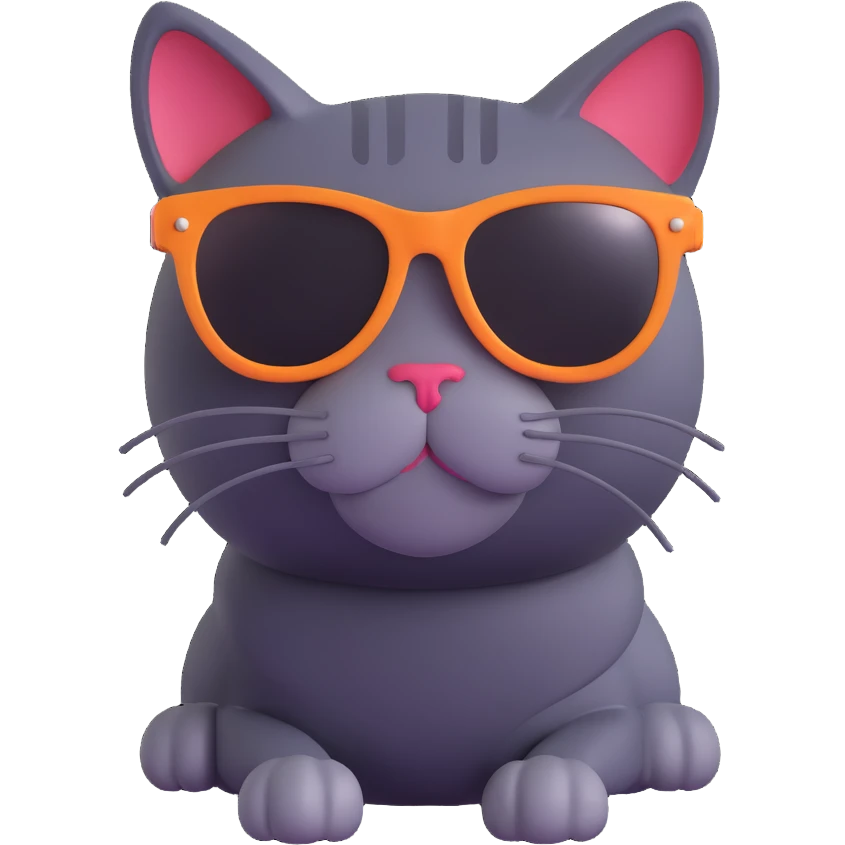 cat wearing sunglasses, 3D emoji style emoji