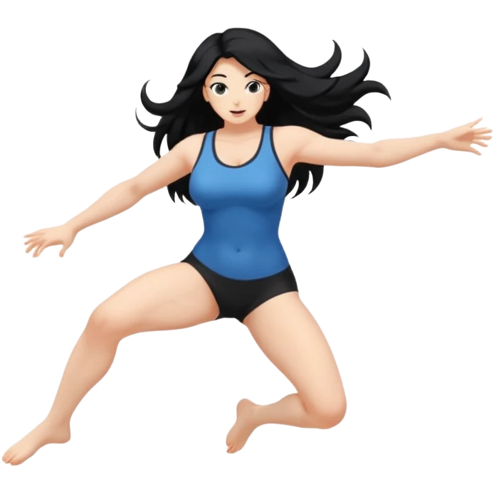 long black hair ((naked ))female big big boobs full body barefoot  ((black Thick pubic hair ))     jumping kicking   emoji