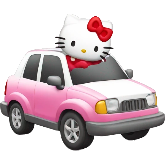 Hello kitty driving emoji