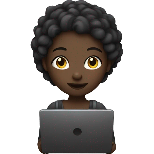 Dark girl holding laptop  emoji