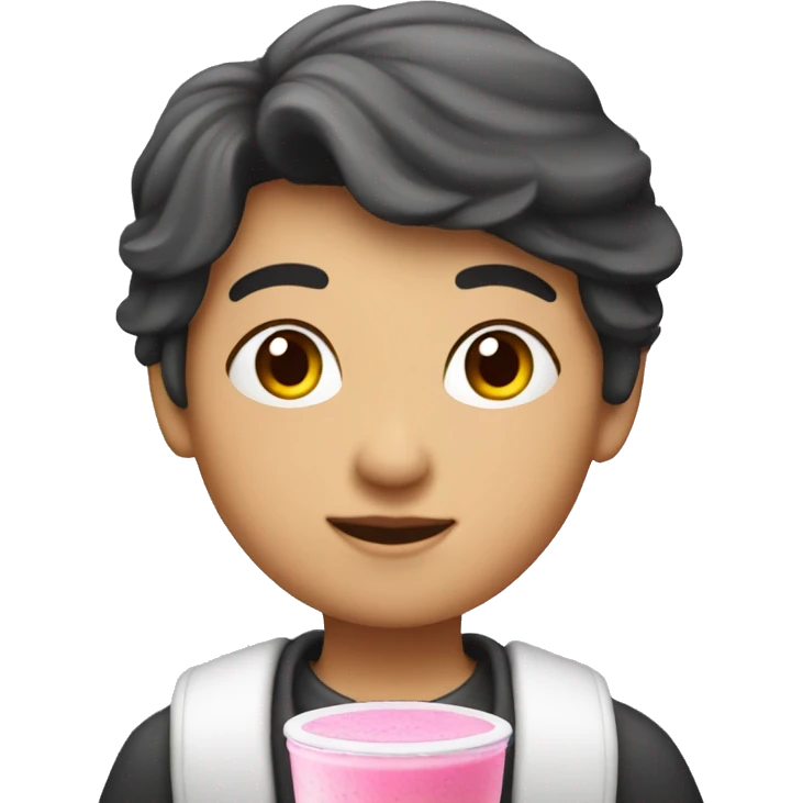 angelic asian student with pink smoothie emoji