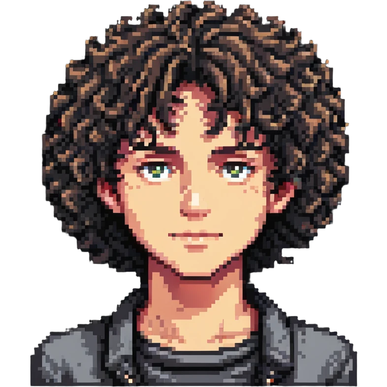 Teen boy character with curly hair, youthful face emoji
