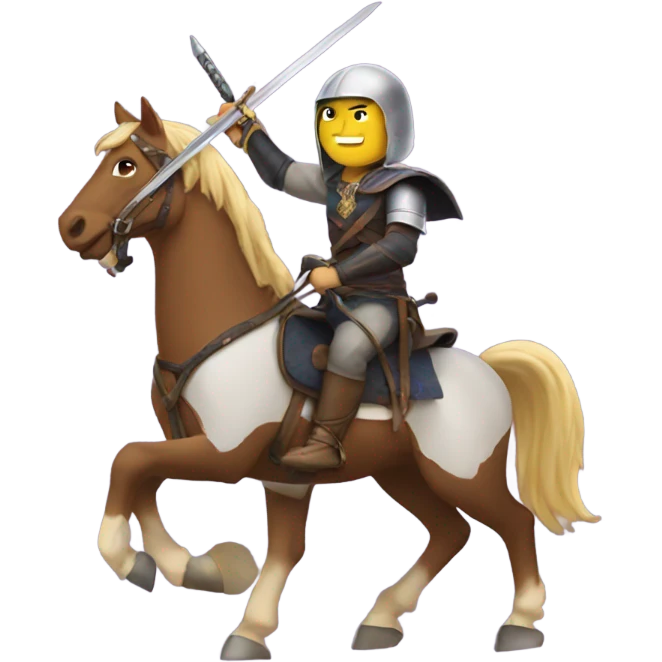 Guy riding a horse with a sword  emoji
