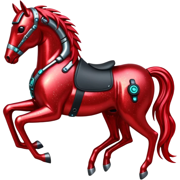 red glitter cyberpunk horse emoji