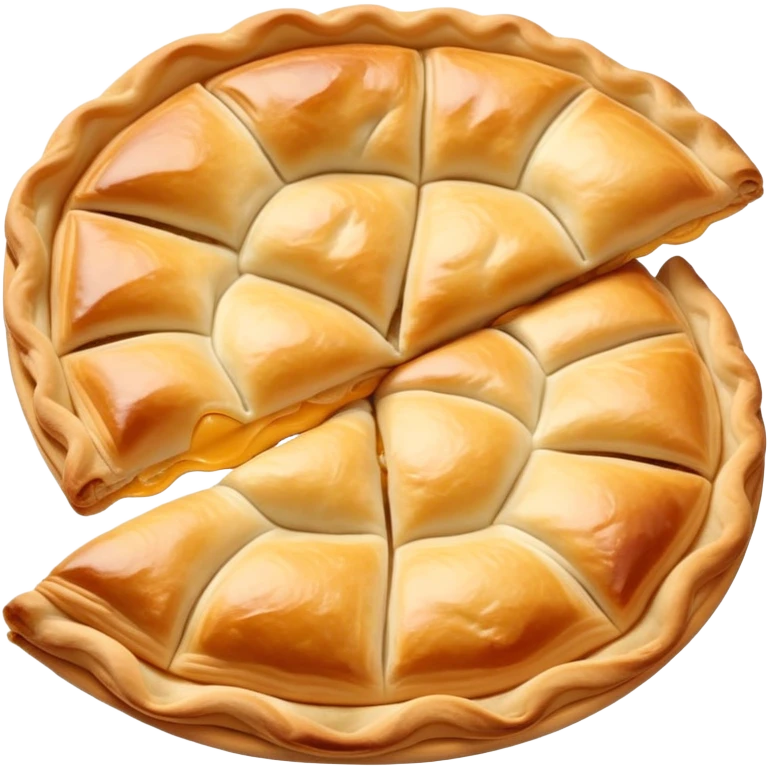 cinematic-realistic-flat burek-sa-sirom-dish-emoji,-showcasing-a-flaky-pastry-filled-with-cheese-rendered-with-crisp-textures-and-appetizing,-warm-lighting.  emoji
