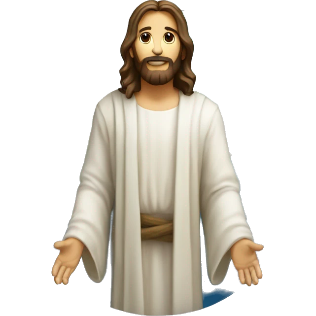 Jesus Christ standing on top of a global sphere of planet Earth emoji