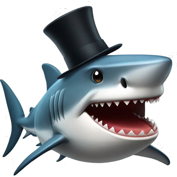 Shark with a top hat emoji