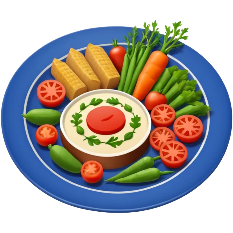 minimalist iOS style Apple emoji of a plate of pierade with vegetables and meat emoji