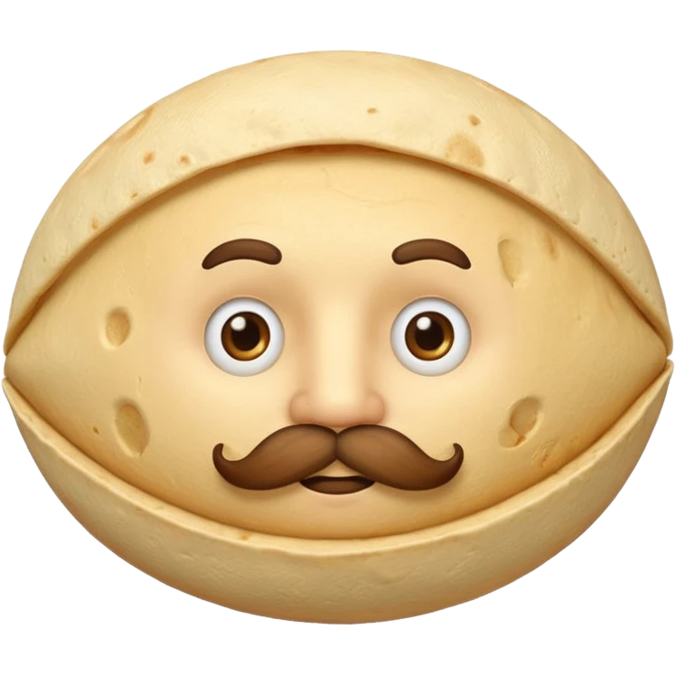 a fresh "Flting" flour tortilla football with a mustache emoji