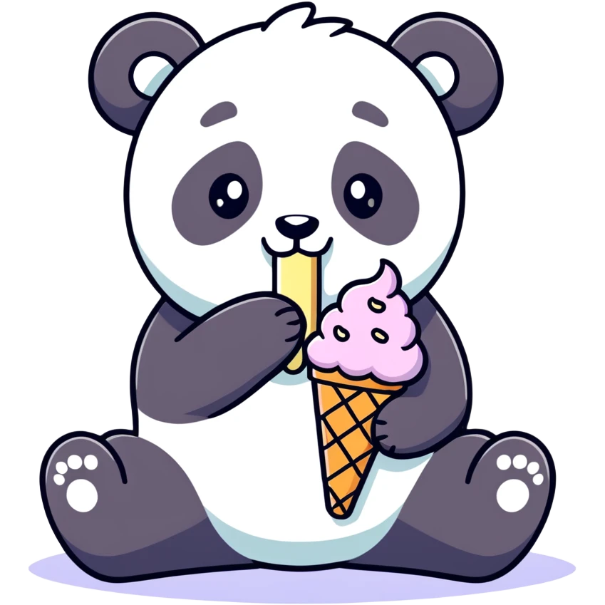 Panda eating ice cream emoji