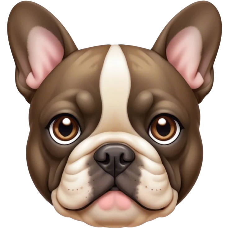 Cinematic Noble Brindle French Bulldog Portrait Emoji, Poised and regal, with a compact, muscular build and a sleek, well-groomed brindle coat accented by subtle fawn highlights, deep-set soulful dark eyes, Simplified yet sharp and sophisticated features, highly detailed, glowing with a soft, dignified glow, high shine, intelligent and determined, stylized with an air of authority, focused and attentive, soft glowing outline, capturing the essence of a watchful and confident companion, so majestic it feels as though it could strut out of the screen with effortless authority! emoji