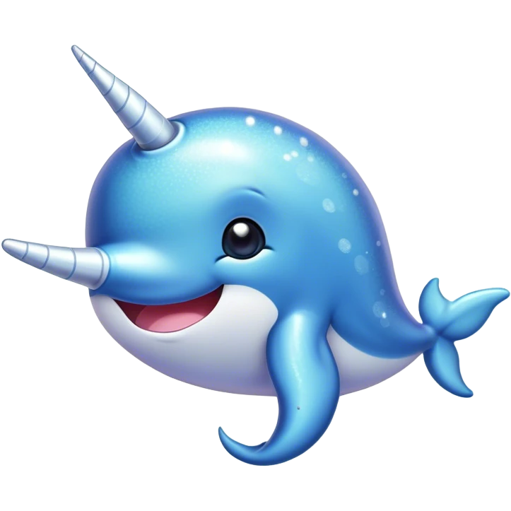 Cinematic Cute Narwhal Portrait Emoji, Head tilted playfully and inquisitively, with a glossy, shimmering body highlighted by its iconic tusk and sparkling eyes filled with wonder, Simplified yet irresistibly adorable features, highly detailed, glowing with a warm, friendly glow, high shine, affectionate and lively, stylized with a touch of whimsical charm, bright and endearing, soft glowing outline, capturing the essence of a mischievous marine marvel that feels like it could frolic out of the screen into your heart! emoji