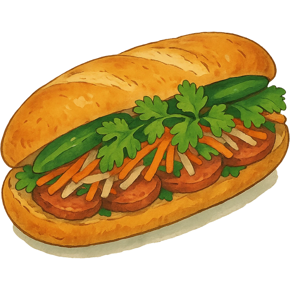 ghibli style banh mi sandwich emoji