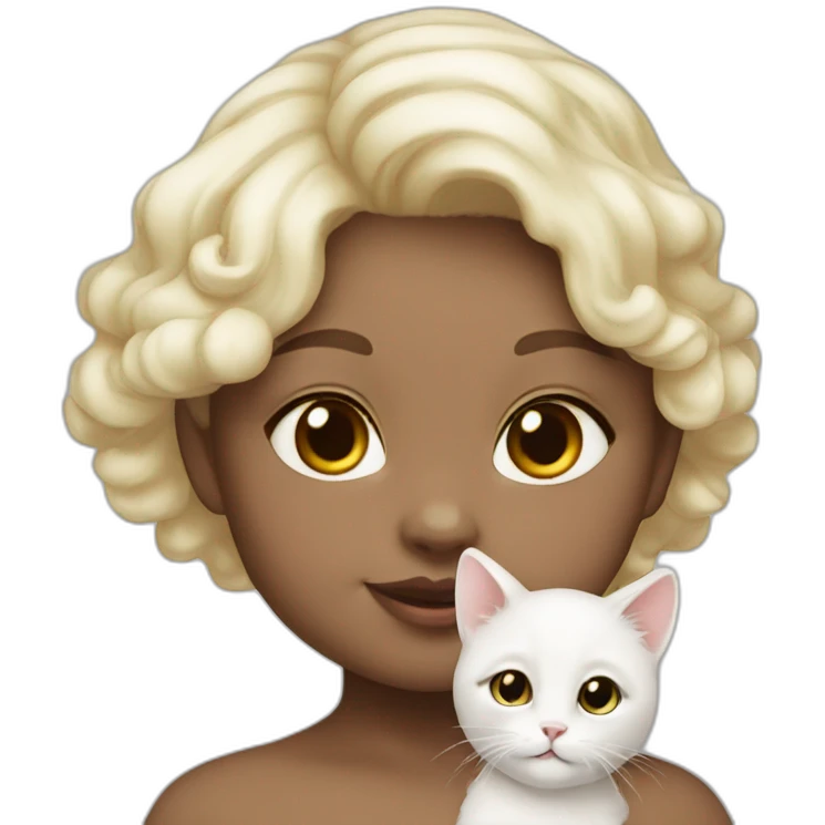 Baby girl light skin - 1 white cat- 1 black cat emoji