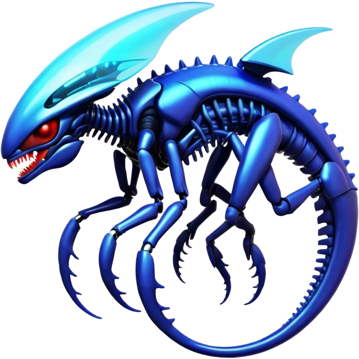 A colorful shiny futuristic bioluminescent xenomorph-genesect-miraidon-hybrid emoji