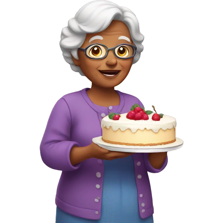 grandma holding cake emoji