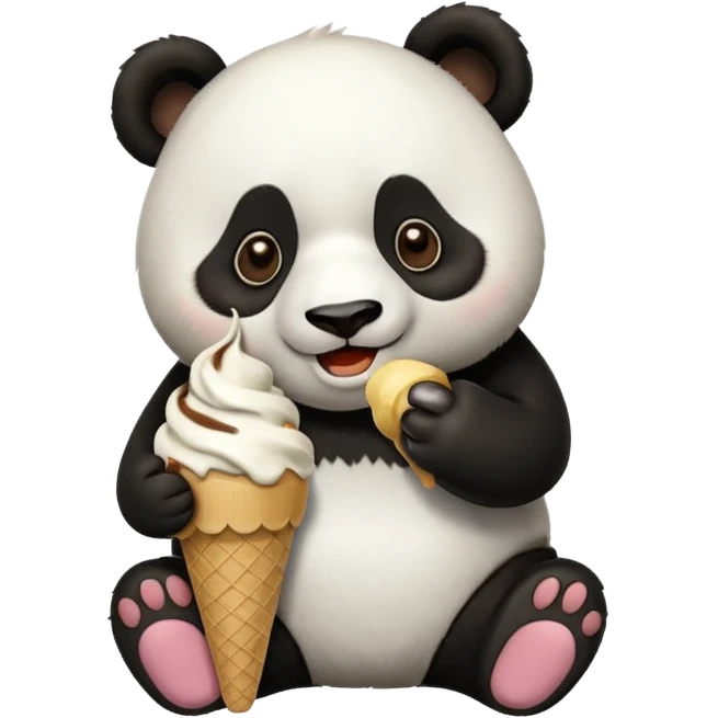 Panda eating ice cream emoji
