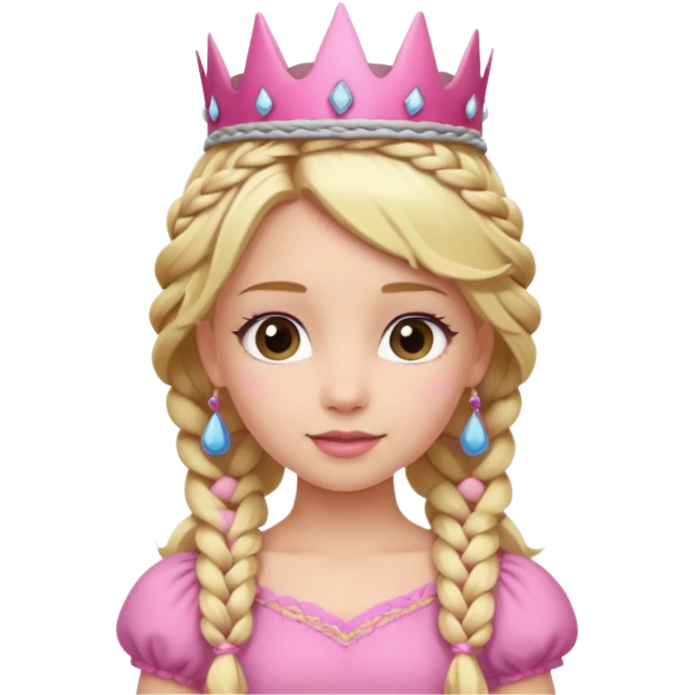 Blonde Princess with braided hair and pink crown. emoji