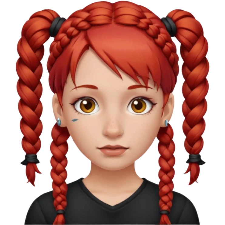 red head with braided pigtails and nose piercings with rlly big titties emoji