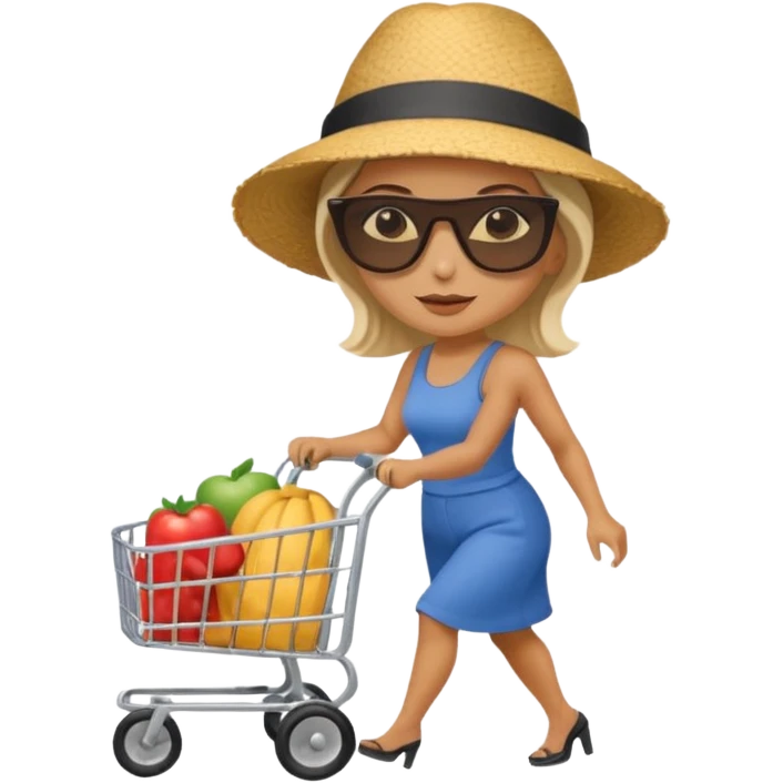 mujer empujando un carro por la parte trasera emoji