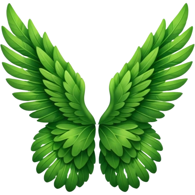 Wings made with Green leaves emoji