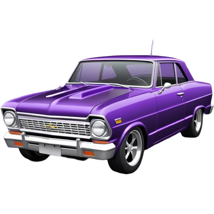 futuristic Jetson’s midnight-dark-purple stealthy black metallic 1965 Chevy Nova SS street rat rod  understated  emoji