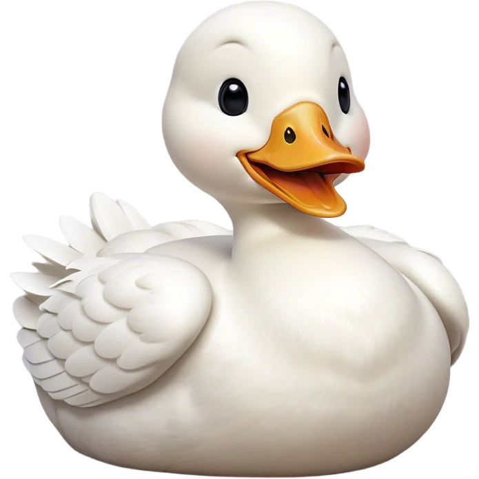 Cinematic Cute Yawning White Duck Portrait Emoji, Head tilted slightly with a dramatic, wide-open yawn, showcasing a soft, downy white plumage with gently drooping wings, round eyes barely open in drowsy contentment, Simplified yet irresistibly adorable features, highly detailed, glowing with a soft, cozy glow, high shine, relaxed yet expressive, stylized with a touch of whimsy, bright and endearing, soft glowing outline, capturing the essence of a sleepy yet affectionate duck, so drowsy it feels like it could float out of the screen and curl up for a nap! emoji
