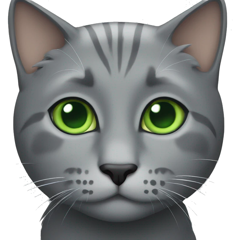 create a gray cat with green eyes emoji