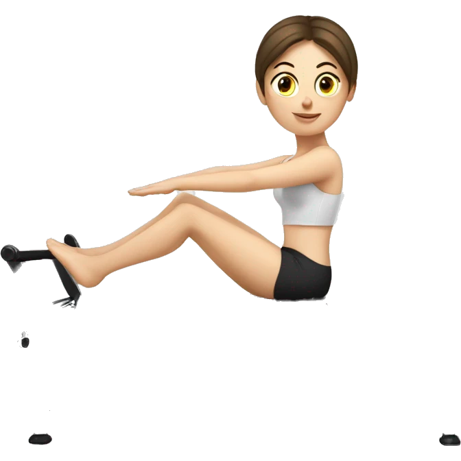 brunette white girl doing reformer Pilates emoji
