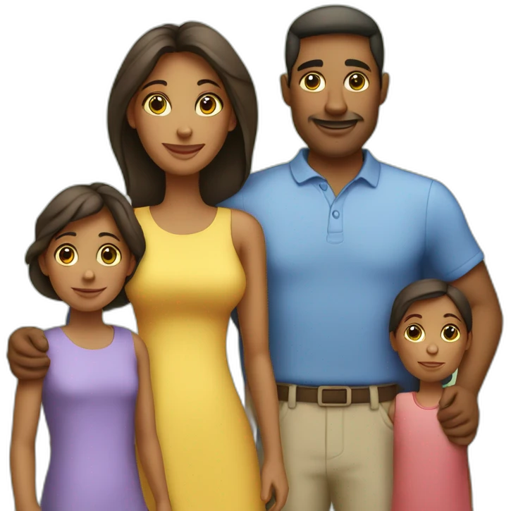 Family with 4, father, mother, Big boy, small girl emoji