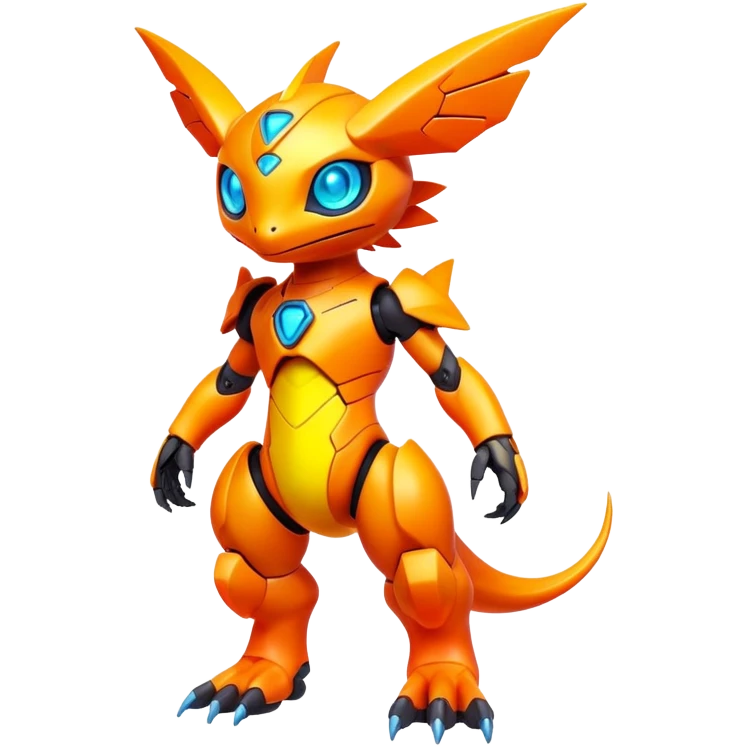 futuristic lush warm-colored neon-colored Fakémon-Digimon-hybrid-creature (full body) emoji