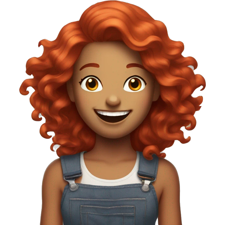 girl with long red hair styled on a dyson laughing emoji
