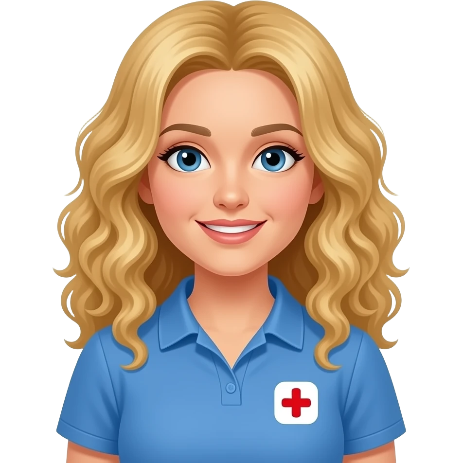 Blood donation person team with blonde curly hair woman emoji