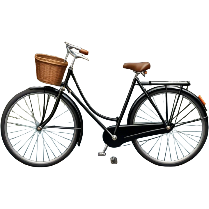 Cinematic Realistic image of a classic Dutch bicycle, rendered with sleek design details and finely textured components, set against an urban canal scene with soft, diffused daylight emoji