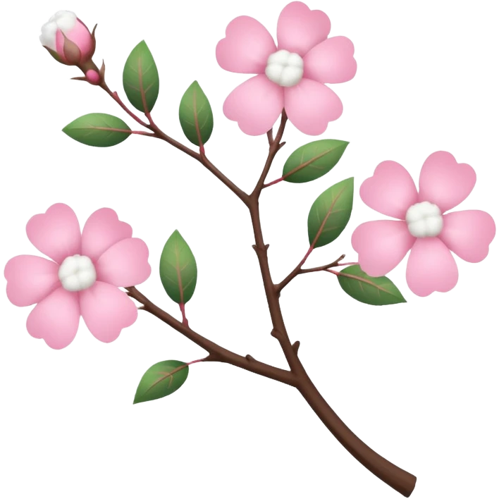 tree branch decorated with flowers and cotton emoji