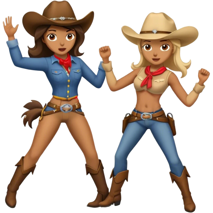 Cowgirl kicking cowboy  emoji