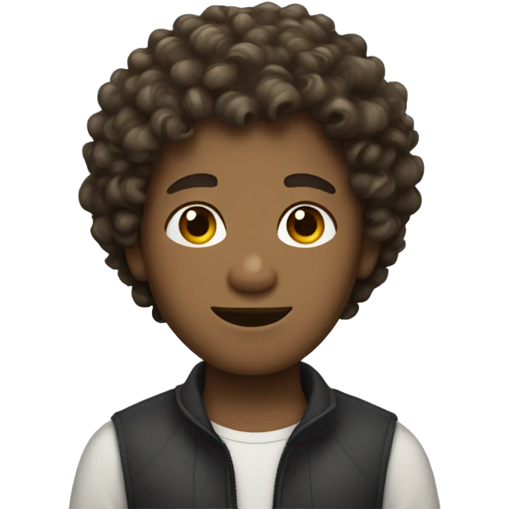 Curly haired brown boy with dark blond curls short haircut emoji