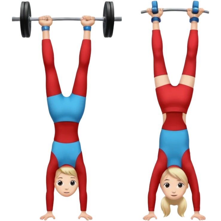 A boy doing a handstand and a girl lifting weights emoji