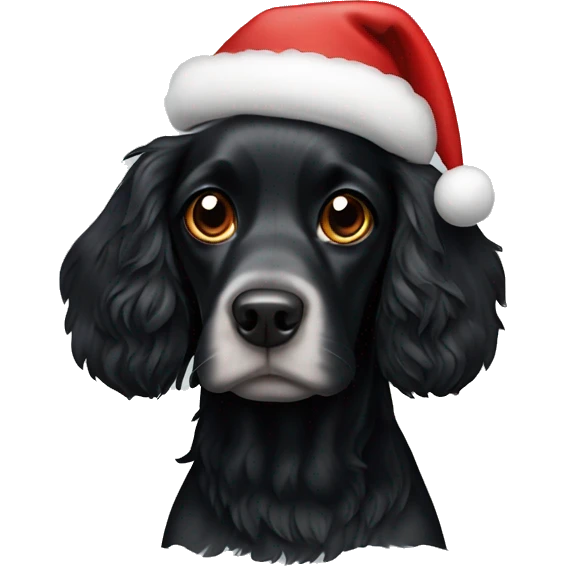 black spaniel with christmas hat on emoji
