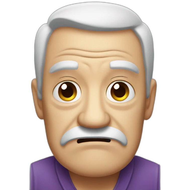 A grumpy old man with a grimace  emoji