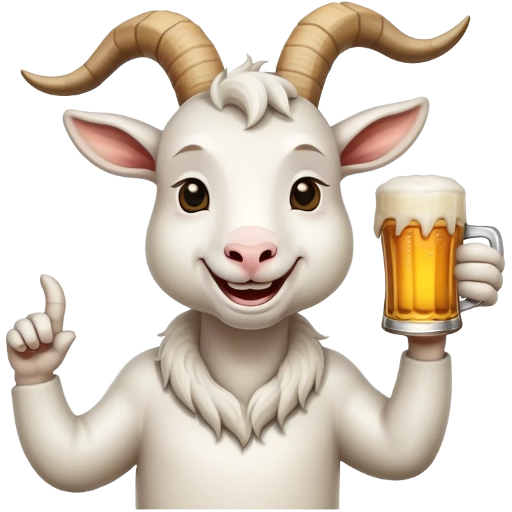 A White Goat with Beer emoji