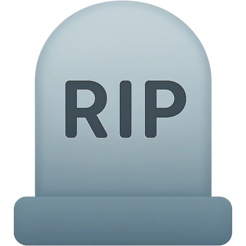 "RIP" gravestone  simple gradient emoji