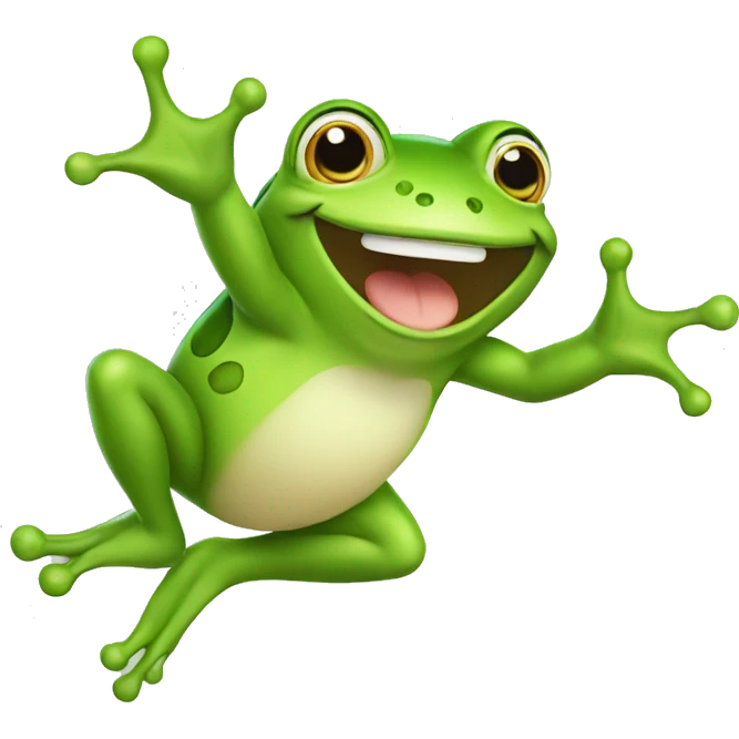 Happy cute frog jumping  emoji